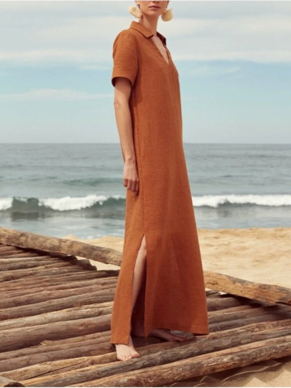 Banana Republic Cruz Linen Maxi Shirtdress